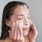 washing with gentle facial cleanser